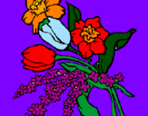 Disegno Mazzo di fiori pitturato su elisa