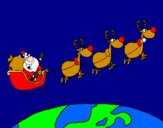Disegno Babbo Natale che consegna i regali 3 pitturato su ilenia