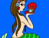 Disegno Sirena e perla  pitturato su la bellissima michelle