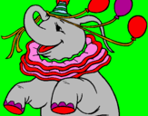 Disegno Elefante con 3 palloncini  pitturato su manu
