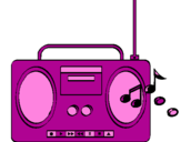 Disegno Radio cassette 2 pitturato su rebecca maglio