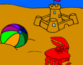 Disegno Spiaggia 2 pitturato su laura