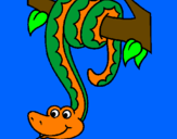 Disegno Serpente avvinghiata ad un albero  pitturato su titimol