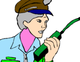 Disegno Polizia con il walkie talkie pitturato su MARIO IANNONE