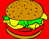 Disegno Hamburger completo  pitturato su antonio