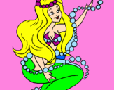 Disegno Sirena tra mille bollicine  pitturato su MARTA