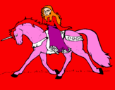 Disegno Principessa a cavallo di unicorno  pitturato su Cristian