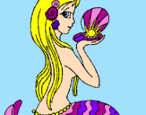 Disegno Sirena e perla  pitturato su ariana   7 anni