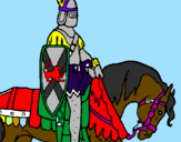 Disegno Cavaliere a cavallo pitturato su letizia