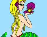 Disegno Sirena e perla  pitturato su beatrice