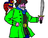 Disegno Pirata con il pappagallo  pitturato su Nicolò