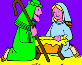 Disegno Adorano Gesù Bambino  pitturato su bambin gesuk