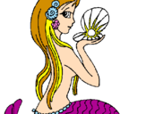 Disegno Sirena e perla  pitturato su margherita