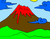 Disegno Monte Fuji pitturato su emma