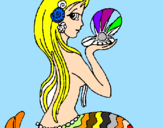 Disegno Sirena e perla  pitturato su loredana