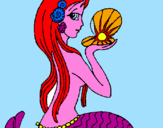 Disegno Sirena e perla  pitturato su sirena 1