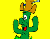 Disegno Cactus con il cappello  pitturato su giuiia