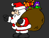 Disegno Babbo Natale e il suo sacco di regali  pitturato su gianni bartoli