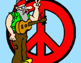 Disegno Musicista hippy  pitturato su lory