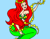 Disegno Sirena tra mille bollicine  pitturato su micaela