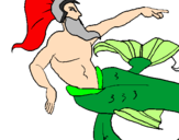 Disegno Poseidone pitturato su leonardo
