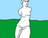 Disegno Venere di Milo pitturato su d . e . d