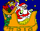 Disegno Babbo Natale alla guida della sua slitta pitturato su gaia2005