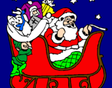 Disegno Babbo Natale alla guida della sua slitta pitturato su arianna