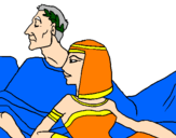 Disegno Cesare e Cleopatra  pitturato su niki richi ticchi