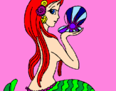 Disegno Sirena e perla  pitturato su manu