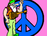 Disegno Musicista hippy  pitturato su hbgzuehrnu