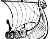 Disegno Barca vikinga pitturato su mattia cino