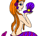 Disegno Sirena e perla  pitturato su hams