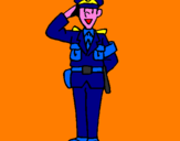 Disegno Poliziotto che saluta  pitturato su Nico