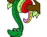 Disegno Serpente avvinghiata ad un albero  pitturato su FRANCESCO