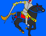 Disegno Cavaliere a cavallo IV pitturato su cavaliere