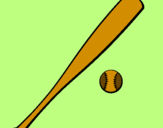 Disegno Mazza da baseball e Pallina  pitturato su luca