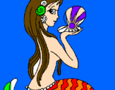 Disegno Sirena e perla  pitturato su IRENE
