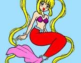 Disegno Sirena con le perle  pitturato su giada micheli