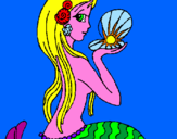 Disegno Sirena e perla  pitturato su sosi