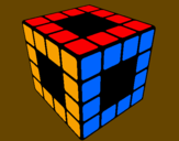 Disegno Cubo di Rubik pitturato su cas