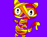 Disegno Mummia gatto scaraboechio pitturato su caterina