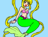 Disegno Sirena con le perle  pitturato su rosalba