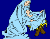 Disegno Nascita di Gesù Bambino pitturato su carmelo chirafisi