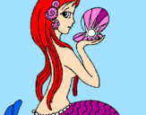 Disegno Sirena e perla  pitturato su Sara
