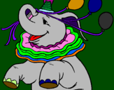 Disegno Elefante con 3 palloncini  pitturato su nina