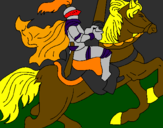 Disegno Cavaliere a cavallo pitturato su dieos