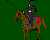 Disegno Cavallerizzo a cavallo  pitturato su francesco
