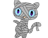 Disegno Mummia gatto scaraboechio pitturato su nicole
