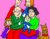Disegno Famiglia pitturato su gatto